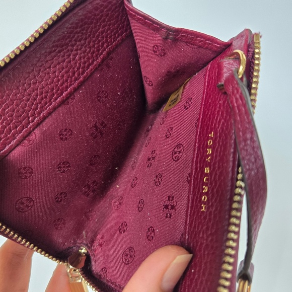 Tory Burch Deep Red Leather Wallet with Gold Accent - Picture 9 of 11